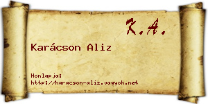 Karácson Aliz névjegykártya